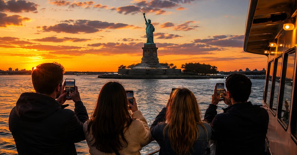 NYC: Statue of Liberty Sunset and Night Cruise with Cash Bar